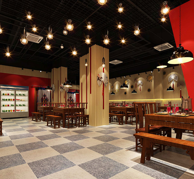 中式火鍋串串餐飲店裝修設計效果圖