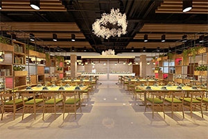商場1000方快餐店裝修設(shè)計風(fēng)格全景圖