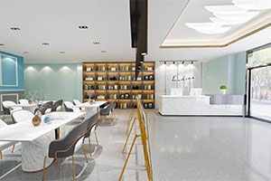 美術培訓機構大廳裝修設計全景圖